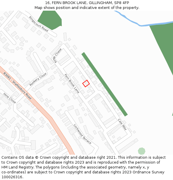 16, FERN BROOK LANE, GILLINGHAM, SP8 4FP: Location map and indicative extent of plot