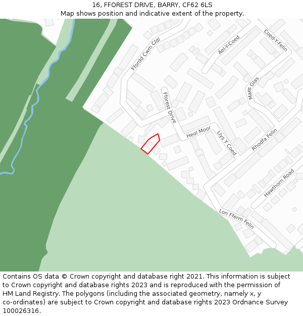 16, FFOREST DRIVE, BARRY, CF62 6LS: Location map and indicative extent of plot