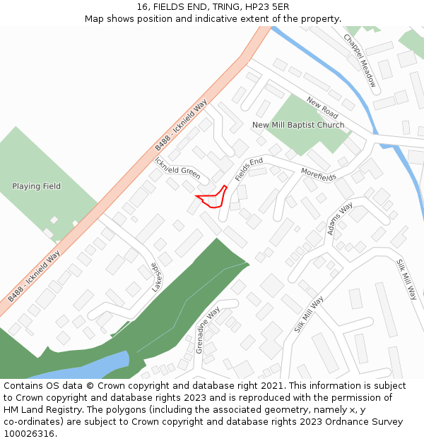 16, FIELDS END, TRING, HP23 5ER: Location map and indicative extent of plot