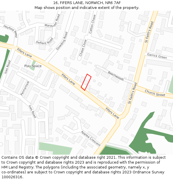 16, FIFERS LANE, NORWICH, NR6 7AF: Location map and indicative extent of plot