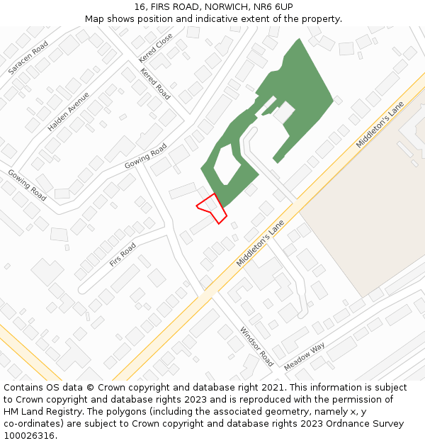 16, FIRS ROAD, NORWICH, NR6 6UP: Location map and indicative extent of plot