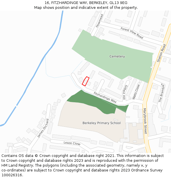 16, FITZHARDINGE WAY, BERKELEY, GL13 9EG: Location map and indicative extent of plot