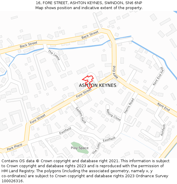 16, FORE STREET, ASHTON KEYNES, SWINDON, SN6 6NP: Location map and indicative extent of plot