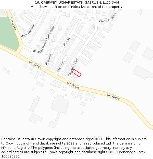 16, GAERWEN UCHAF ESTATE, GAERWEN, LL60 6HN: Location map and indicative extent of plot