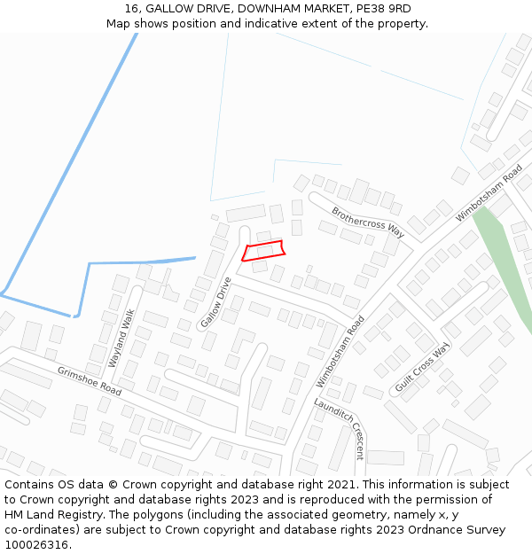 16, GALLOW DRIVE, DOWNHAM MARKET, PE38 9RD: Location map and indicative extent of plot