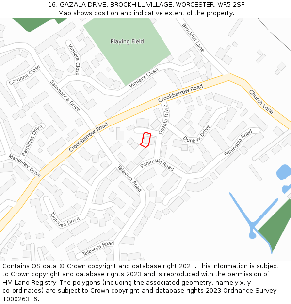 16, GAZALA DRIVE, BROCKHILL VILLAGE, WORCESTER, WR5 2SF: Location map and indicative extent of plot