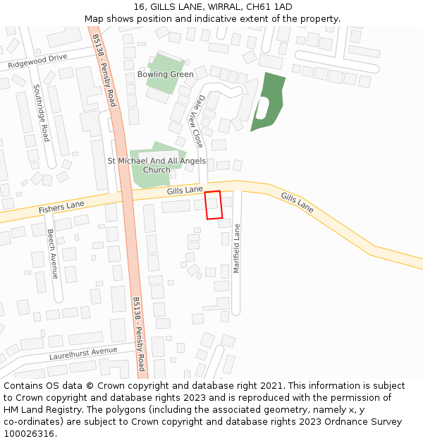 16, GILLS LANE, WIRRAL, CH61 1AD: Location map and indicative extent of plot