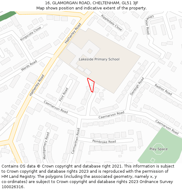 16, GLAMORGAN ROAD, CHELTENHAM, GL51 3JF: Location map and indicative extent of plot