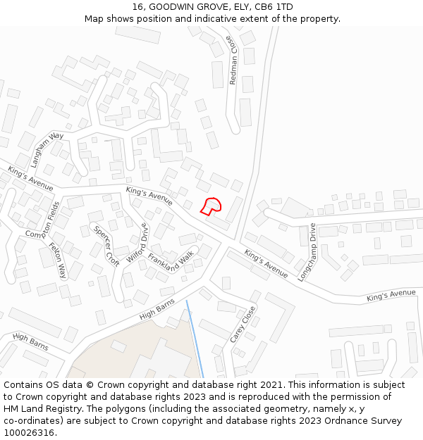 16, GOODWIN GROVE, ELY, CB6 1TD: Location map and indicative extent of plot