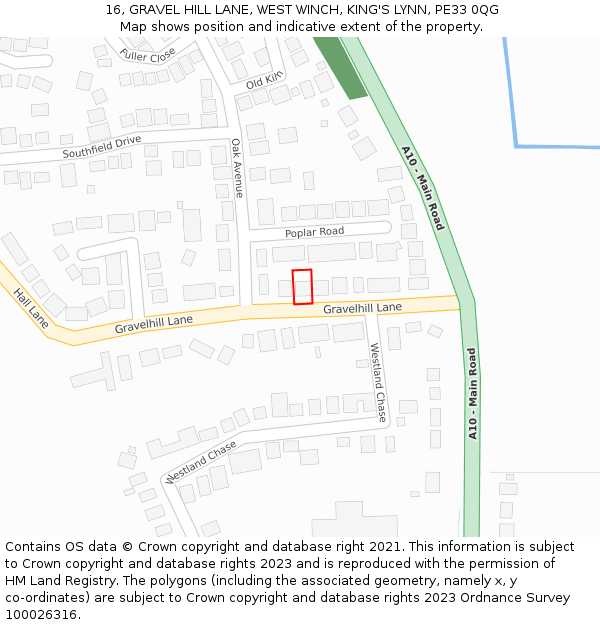 16, GRAVEL HILL LANE, WEST WINCH, KING'S LYNN, PE33 0QG: Location map and indicative extent of plot