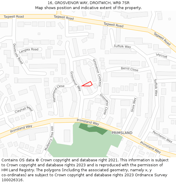 16, GROSVENOR WAY, DROITWICH, WR9 7SR: Location map and indicative extent of plot