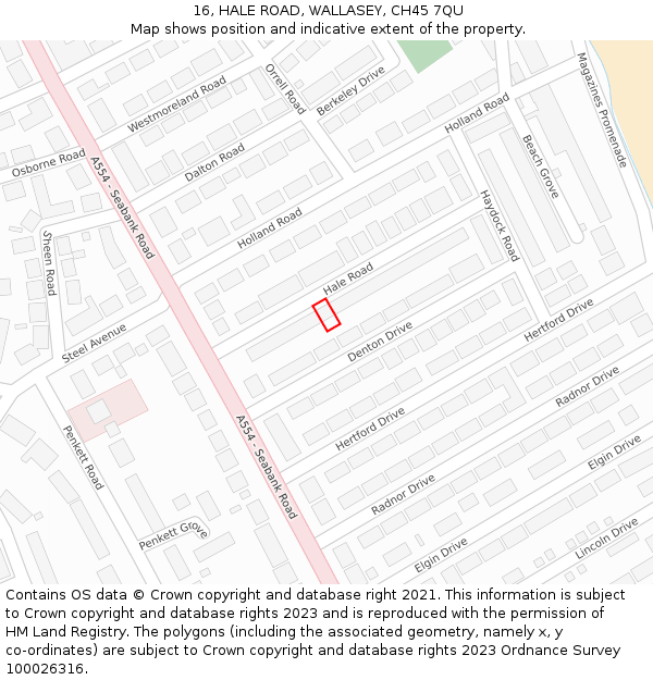 16, HALE ROAD, WALLASEY, CH45 7QU: Location map and indicative extent of plot