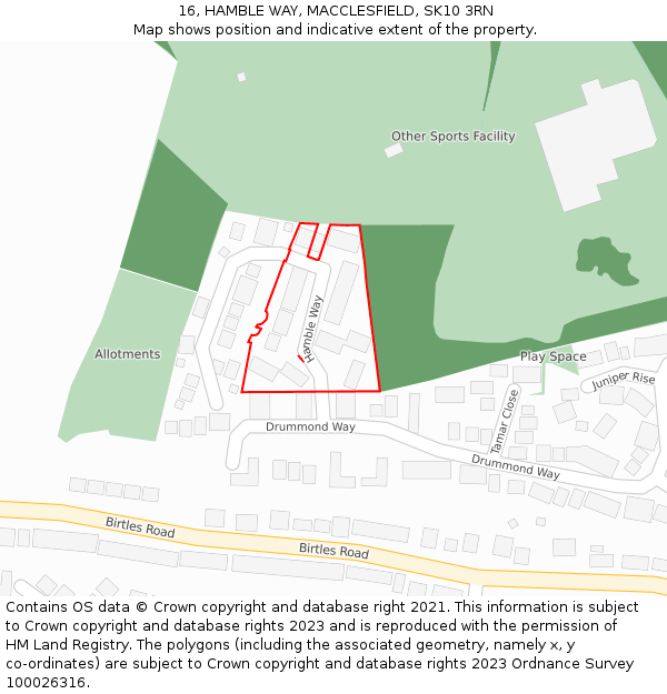 16, HAMBLE WAY, MACCLESFIELD, SK10 3RN: Location map and indicative extent of plot