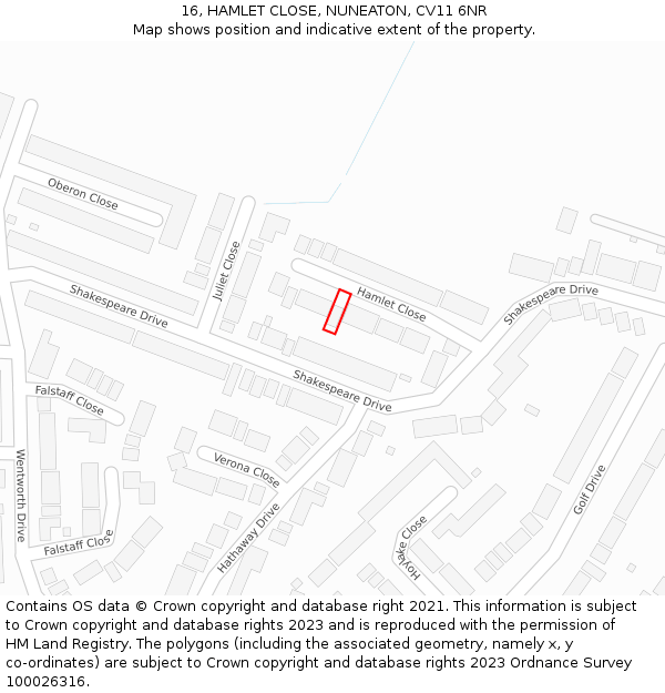 16, HAMLET CLOSE, NUNEATON, CV11 6NR: Location map and indicative extent of plot