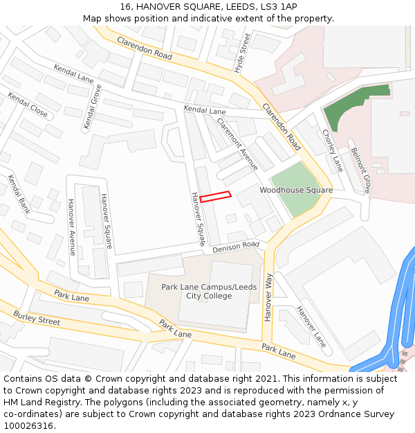 16, HANOVER SQUARE, LEEDS, LS3 1AP: Location map and indicative extent of plot