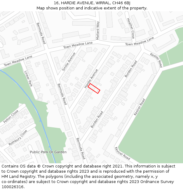 16, HARDIE AVENUE, WIRRAL, CH46 6BJ: Location map and indicative extent of plot