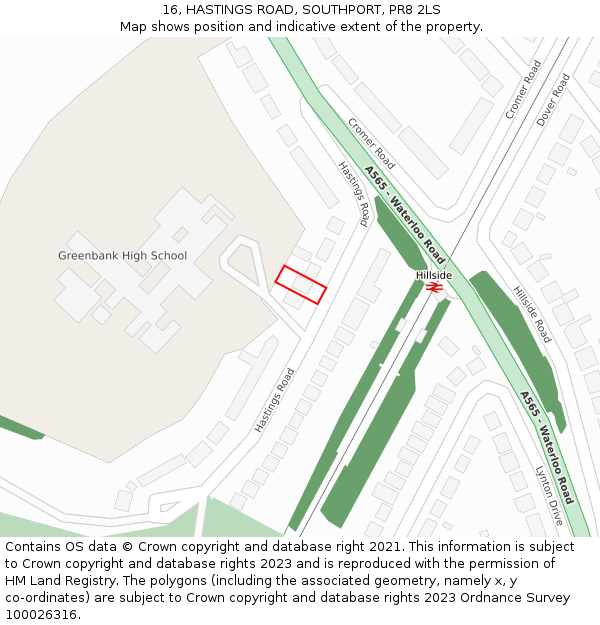 16, HASTINGS ROAD, SOUTHPORT, PR8 2LS: Location map and indicative extent of plot