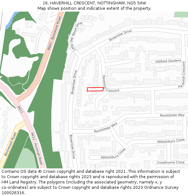 16, HAVERHILL CRESCENT, NOTTINGHAM, NG5 5AW: Location map and indicative extent of plot
