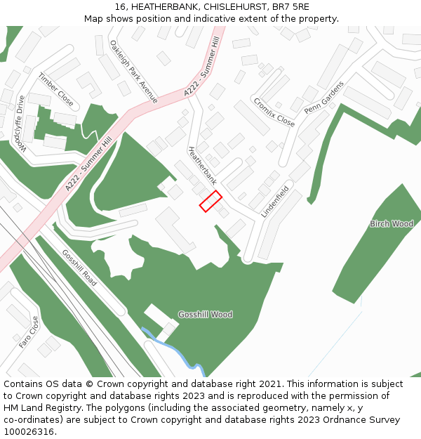 16, HEATHERBANK, CHISLEHURST, BR7 5RE: Location map and indicative extent of plot