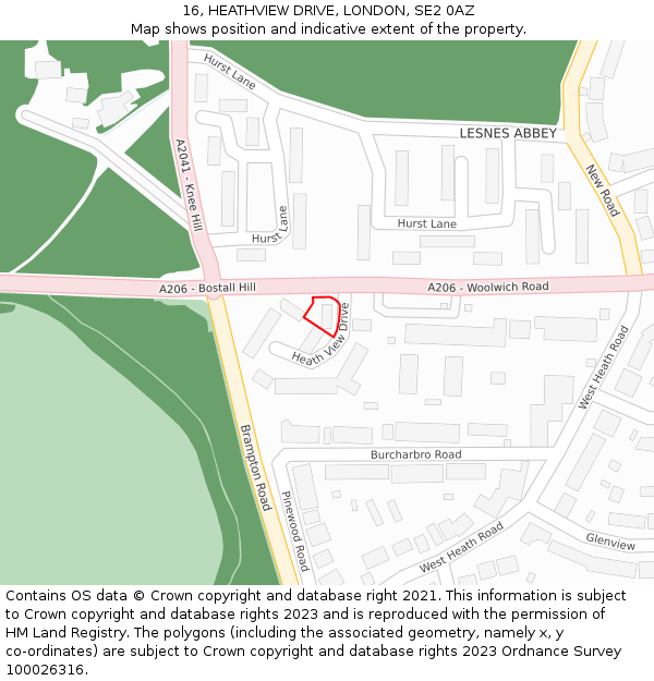 16, HEATHVIEW DRIVE, LONDON, SE2 0AZ: Location map and indicative extent of plot