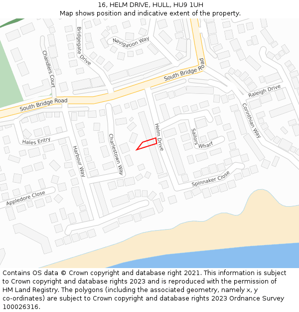 16, HELM DRIVE, HULL, HU9 1UH: Location map and indicative extent of plot