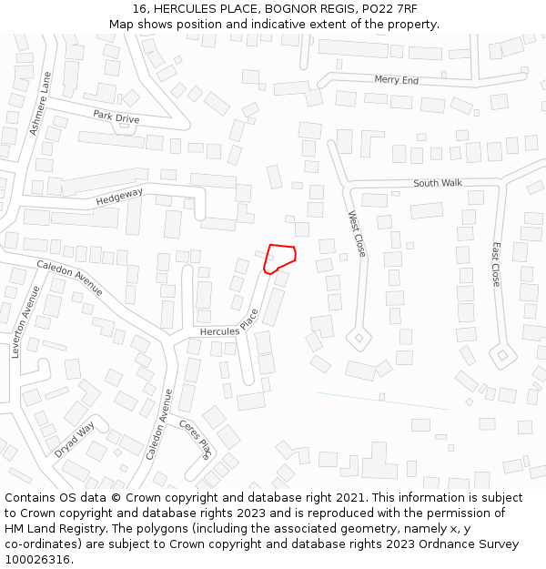 16, HERCULES PLACE, BOGNOR REGIS, PO22 7RF: Location map and indicative extent of plot