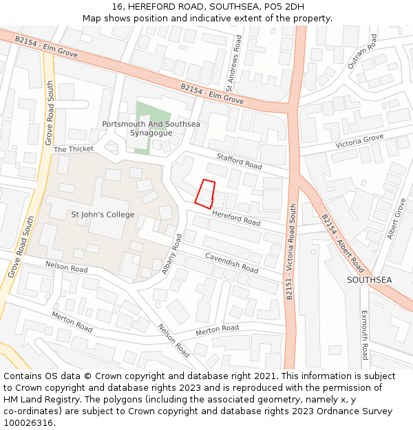 16, HEREFORD ROAD, SOUTHSEA, PO5 2DH: Location map and indicative extent of plot