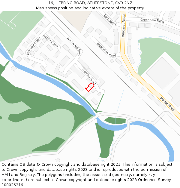 16, HERRING ROAD, ATHERSTONE, CV9 2NZ: Location map and indicative extent of plot