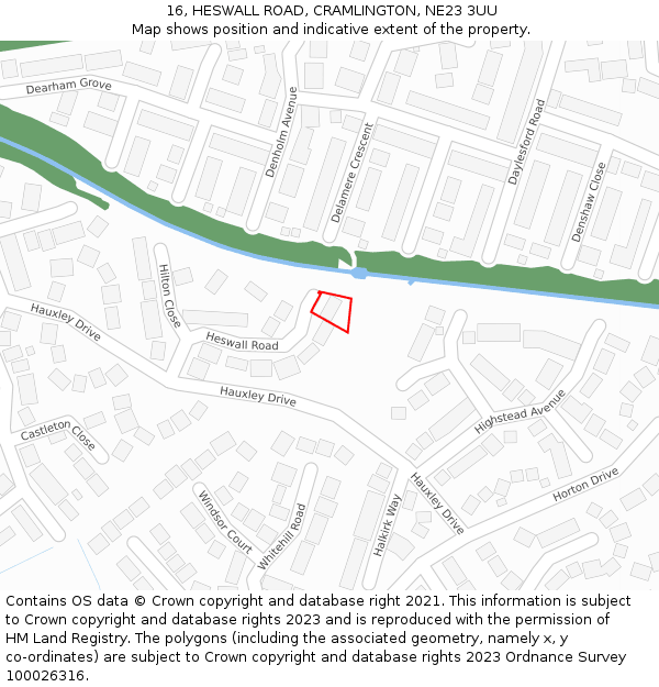 16, HESWALL ROAD, CRAMLINGTON, NE23 3UU: Location map and indicative extent of plot