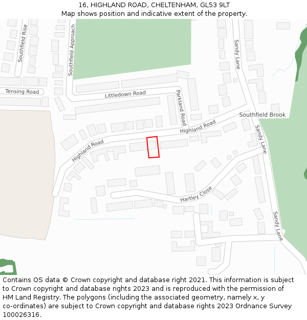16, HIGHLAND ROAD, CHELTENHAM, GL53 9LT: Location map and indicative extent of plot