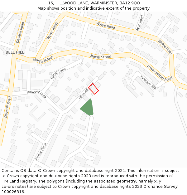 16, HILLWOOD LANE, WARMINSTER, BA12 9QQ: Location map and indicative extent of plot