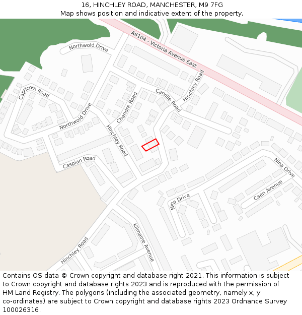 16, HINCHLEY ROAD, MANCHESTER, M9 7FG: Location map and indicative extent of plot