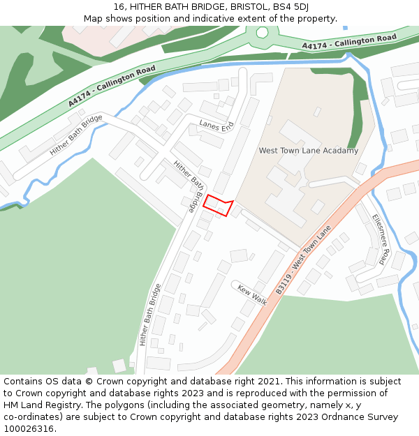 16, HITHER BATH BRIDGE, BRISTOL, BS4 5DJ: Location map and indicative extent of plot