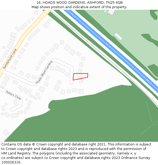 16, HOADS WOOD GARDENS, ASHFORD, TN25 4QB: Location map and indicative extent of plot