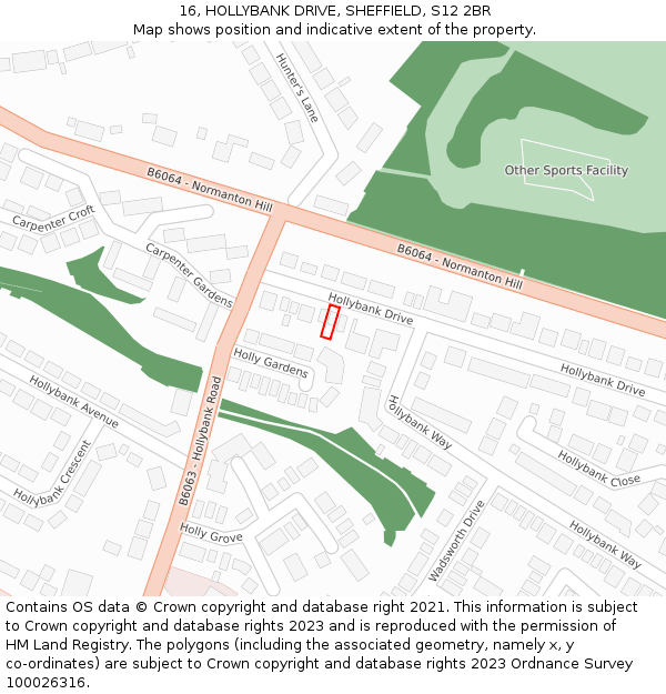 16, HOLLYBANK DRIVE, SHEFFIELD, S12 2BR: Location map and indicative extent of plot