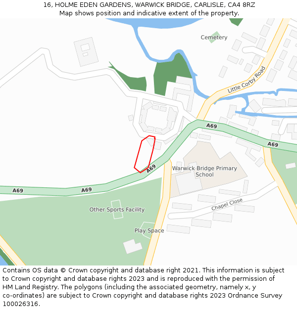 16, HOLME EDEN GARDENS, WARWICK BRIDGE, CARLISLE, CA4 8RZ: Location map and indicative extent of plot