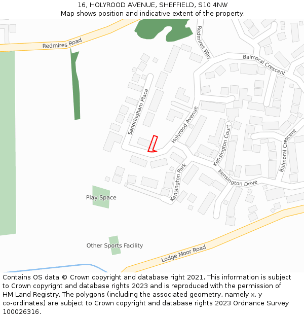 16, HOLYROOD AVENUE, SHEFFIELD, S10 4NW: Location map and indicative extent of plot