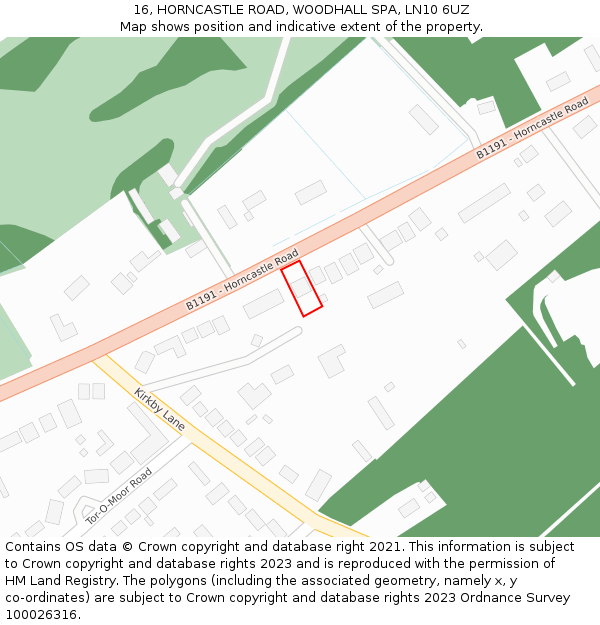 16, HORNCASTLE ROAD, WOODHALL SPA, LN10 6UZ: Location map and indicative extent of plot