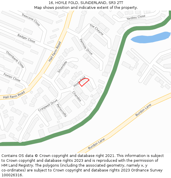 16, HOYLE FOLD, SUNDERLAND, SR3 2TT: Location map and indicative extent of plot