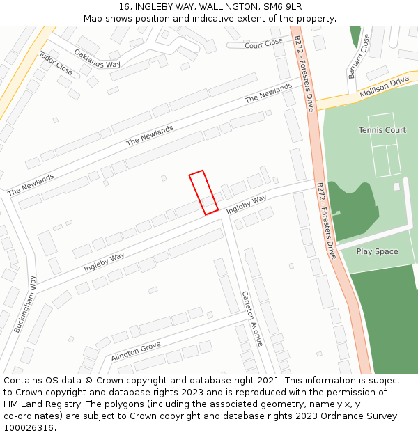 16, INGLEBY WAY, WALLINGTON, SM6 9LR: Location map and indicative extent of plot