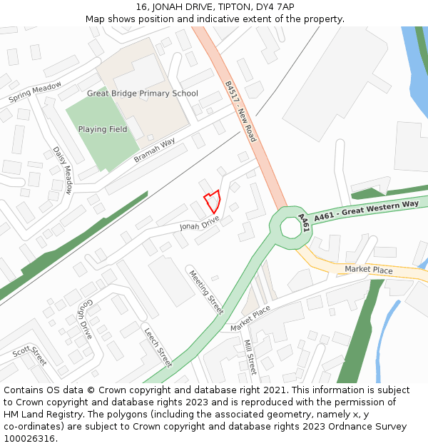 16, JONAH DRIVE, TIPTON, DY4 7AP: Location map and indicative extent of plot