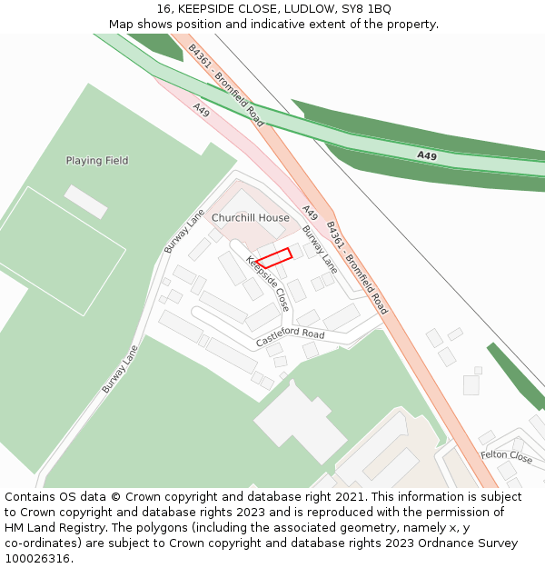 16, KEEPSIDE CLOSE, LUDLOW, SY8 1BQ: Location map and indicative extent of plot