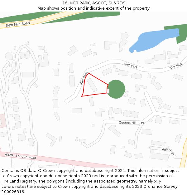 16, KIER PARK, ASCOT, SL5 7DS: Location map and indicative extent of plot