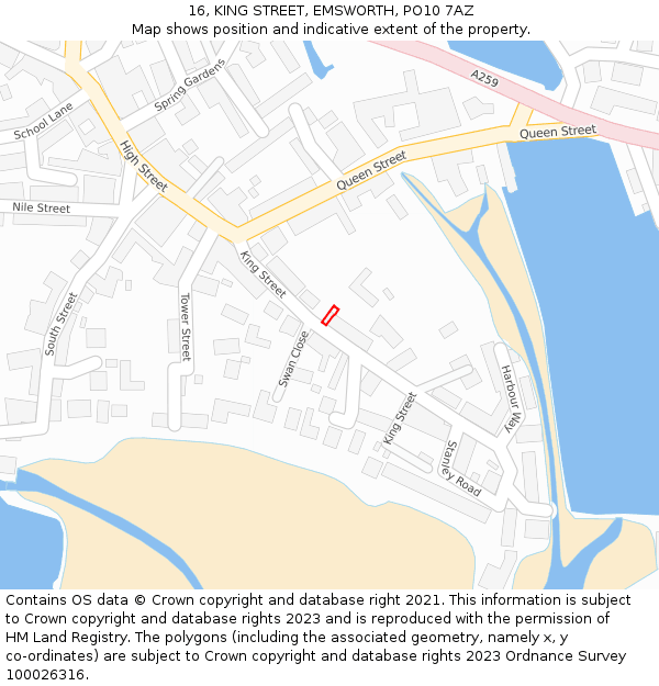 16, KING STREET, EMSWORTH, PO10 7AZ: Location map and indicative extent of plot