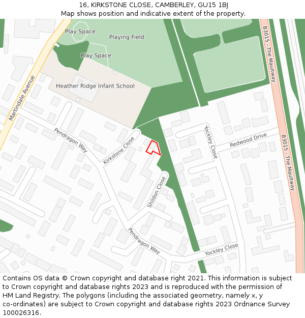 16, KIRKSTONE CLOSE, CAMBERLEY, GU15 1BJ: Location map and indicative extent of plot