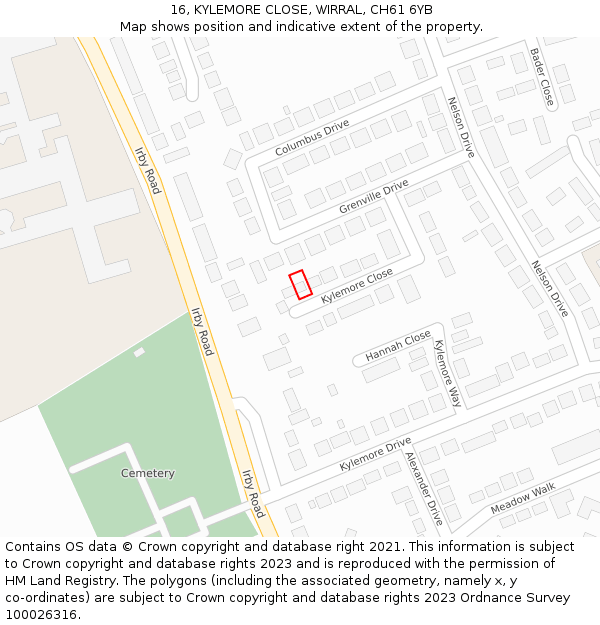 16, KYLEMORE CLOSE, WIRRAL, CH61 6YB: Location map and indicative extent of plot