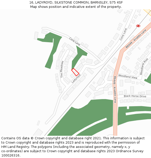 16, LADYROYD, SILKSTONE COMMON, BARNSLEY, S75 4SF: Location map and indicative extent of plot