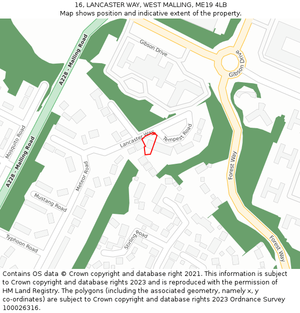 16, LANCASTER WAY, WEST MALLING, ME19 4LB: Location map and indicative extent of plot