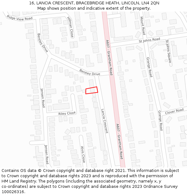 16, LANCIA CRESCENT, BRACEBRIDGE HEATH, LINCOLN, LN4 2QN: Location map and indicative extent of plot