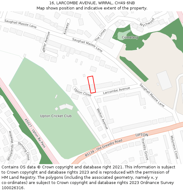 16, LARCOMBE AVENUE, WIRRAL, CH49 6NB: Location map and indicative extent of plot